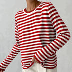 Striped Sweater | Lightweight | Oversized Long Sleeve | Women's Sweaters-Myra Lina
