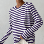 Striped Sweater | Lightweight | Oversized Long Sleeve | Women's Sweaters-Myra Lina
