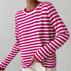 Striped Sweater | Lightweight | Oversized Long Sleeve | Women's Sweaters-Myra Lina