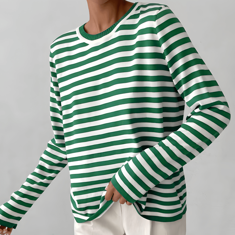 Striped Sweater | Lightweight | Oversized Long Sleeve | Women's Sweaters-Myra Lina