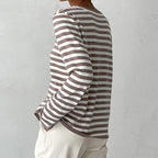 Striped Sweater | Lightweight | Oversized Long Sleeve | Women's Sweaters-Myra Lina