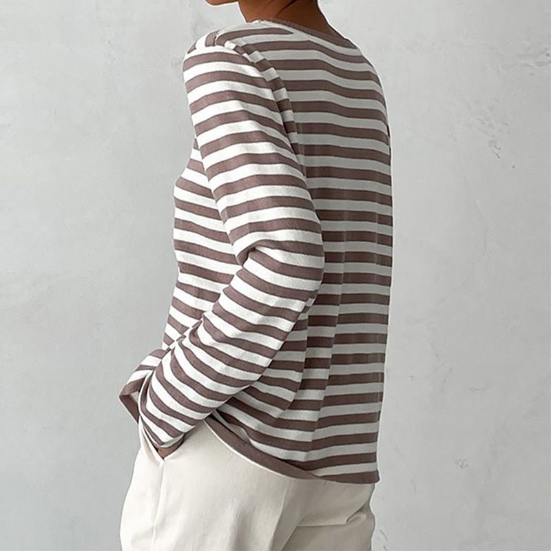 Striped Sweater | Lightweight | Oversized Long Sleeve | Women's Sweaters-Myra Lina
