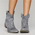 Suede Boots – Low-Heeled Western Ankle Boots for Women-Myra Lina