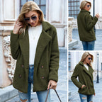 Teddy Jacket – Double-Breasted – Teddy Fleece – Autumn Jacket – Women's Jacket-Myra Lina