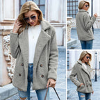 Teddy Jacket – Double-Breasted – Teddy Fleece – Autumn Jacket – Women's Jacket-Myra Lina