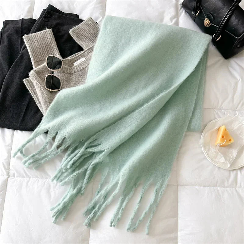 Thick Scarf | Large | Tassels | Winter Scarf | Women's Scarves-Myra Lina