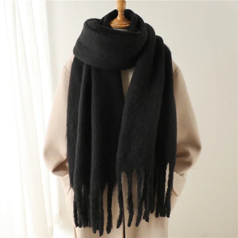 Thick Scarf | Large | Tassels | Winter Scarf | Women's Scarves-Myra Lina