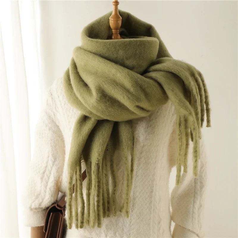 Thick Scarf | Large | Tassels | Winter Scarf | Women's Scarves-Myra Lina