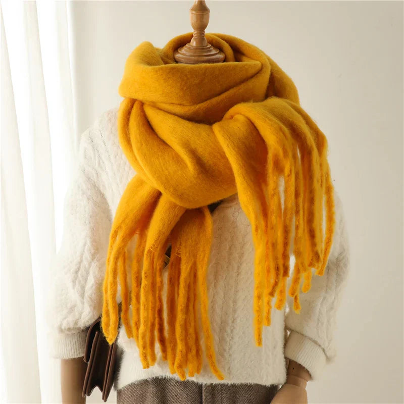 Thick Scarf | Large | Tassels | Winter Scarf | Women's Scarves-Myra Lina