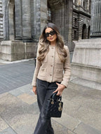 Tweed Jacket | Beige | Elegant | Summer Jacket | Women's Jacket-Myra Lina