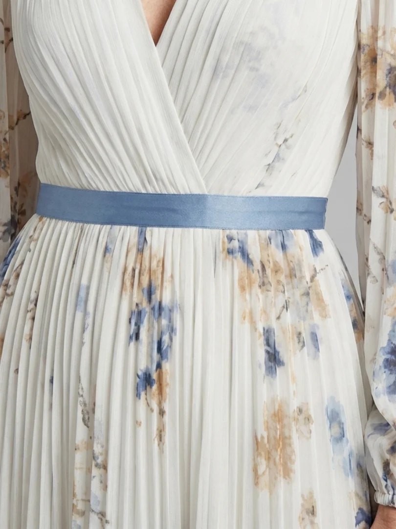 V Neck Maxi Dress | Floral | Long Sleeve-Myra Lina