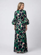 V Neck Maxi Dress | Long Sleeve | Tie Waist-Myra Lina