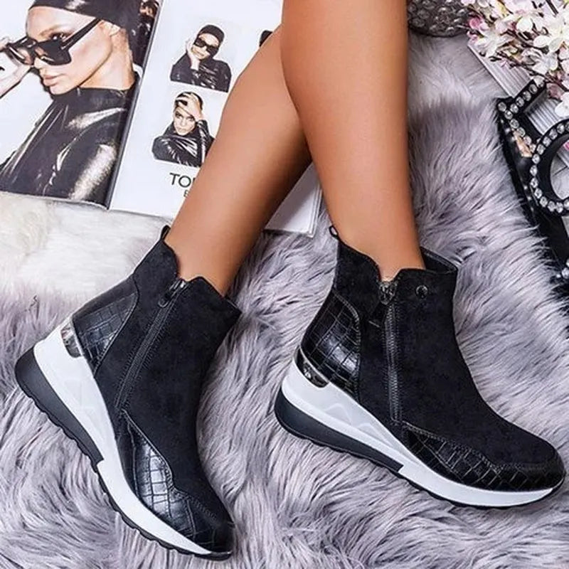 Wedge Boots – Orthopedic Ankle Boots with Side Zip for Women-Myra Lina