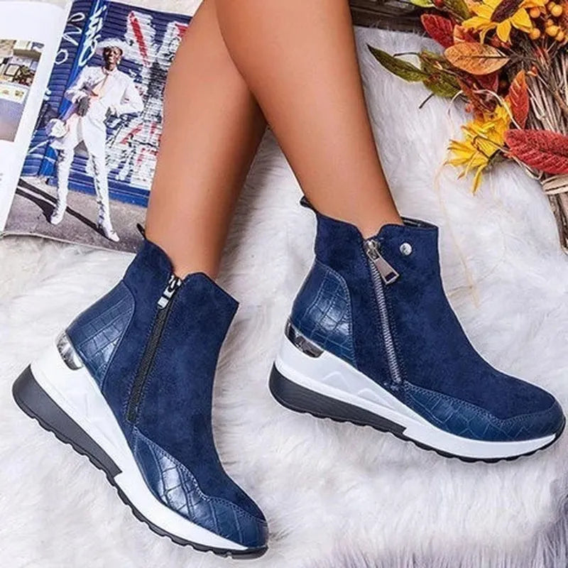 Wedge Boots – Orthopedic Ankle Boots with Side Zip for Women-Myra Lina