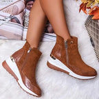 Wedge Boots – Orthopedic Ankle Boots with Side Zip for Women-Myra Lina