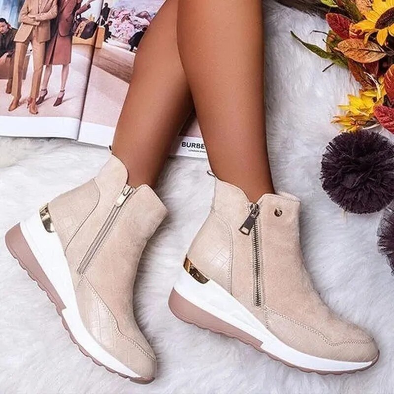 Wedge Boots – Orthopedic Ankle Boots with Side Zip for Women-Myra Lina
