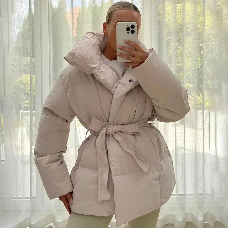 Winter Coat | Padded | Belted | Puffer Jacket | Women's Coat-Myra Lina