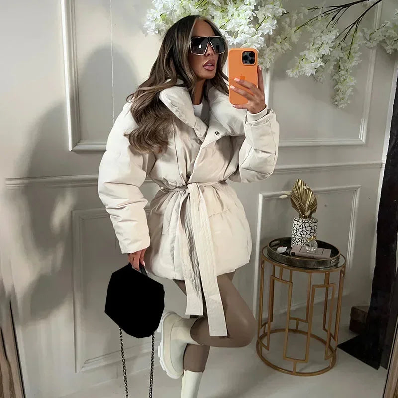 Winter Coat | Padded | Belted | Puffer Jacket | Women's Coat-Myra Lina