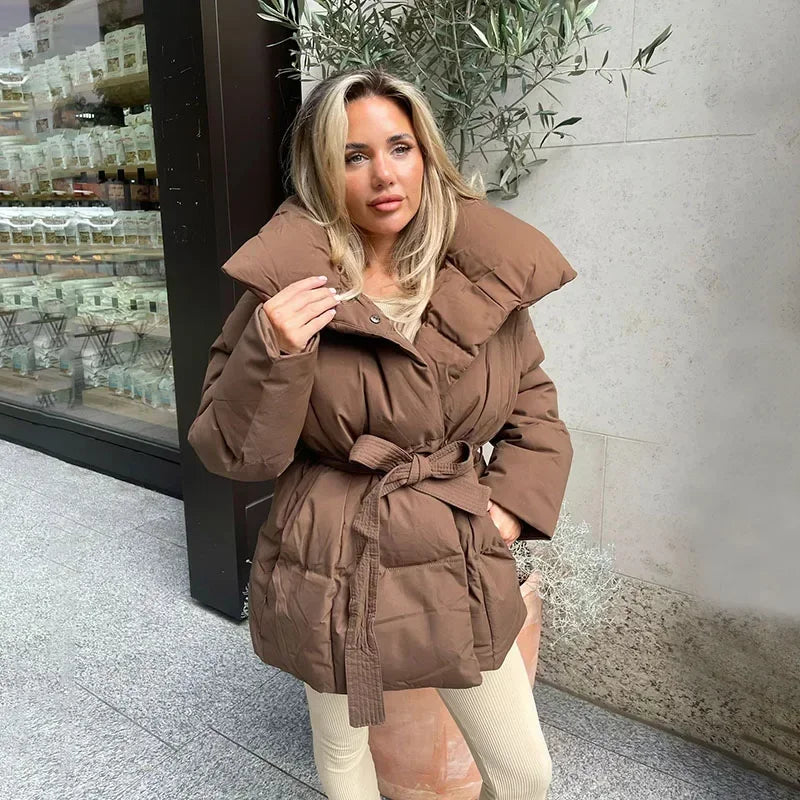 Winter Coat | Padded | Belted | Puffer Jacket | Women's Coat-Myra Lina