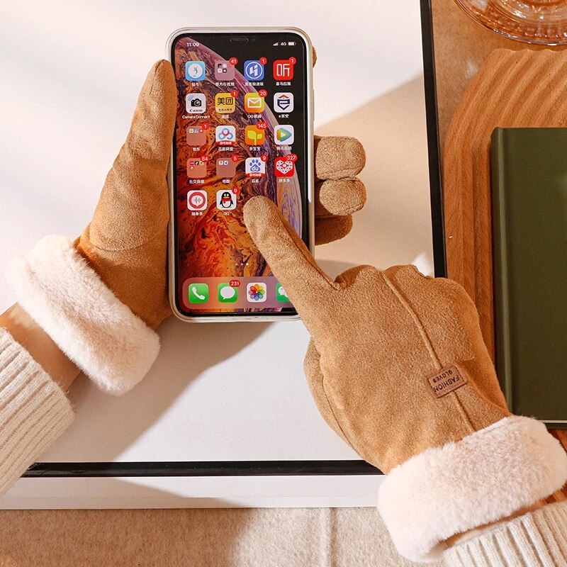 Winter Gloves – Warm Faux Fur Lined Touchscreen Gloves – Women's Gloves-Myra Lina