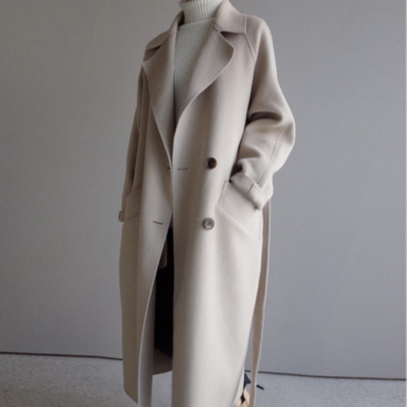 Winter Trench Coat – Long Oversized Wool Blend Overcoat for Women-Myra Lina