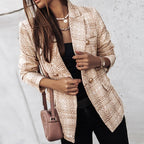 Women's Blazer – Elegant – Double-Breasted – Checked Blazer – Women's Suit Jacket-Myra Lina