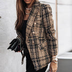 Women's Blazer – Elegant – Double-Breasted – Checked Blazer – Women's Suit Jacket-Myra Lina