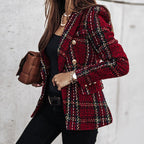 Women's Blazer – Elegant – Double-Breasted – Checked Blazer – Women's Suit Jacket-Myra Lina