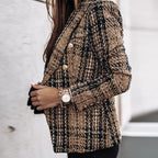 Women's Blazer – Elegant – Double-Breasted – Checked Blazer – Women's Suit Jacket-Myra Lina