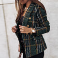 Women's Blazer – Elegant – Double-Breasted – Checked Blazer – Women's Suit Jacket-Myra Lina