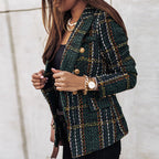 Women's Blazer – Elegant – Double-Breasted – Checked Blazer – Women's Suit Jacket-Myra Lina