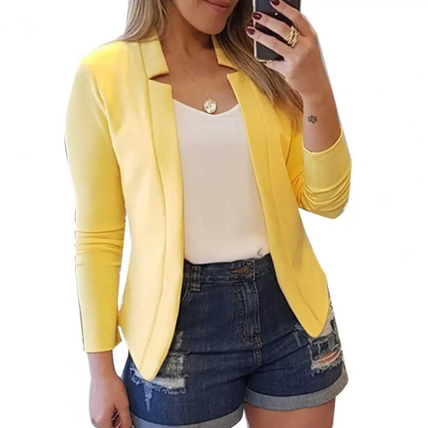 Women's Blazer – Formal Open Cardigan with Front Button Closure-Myra Lina