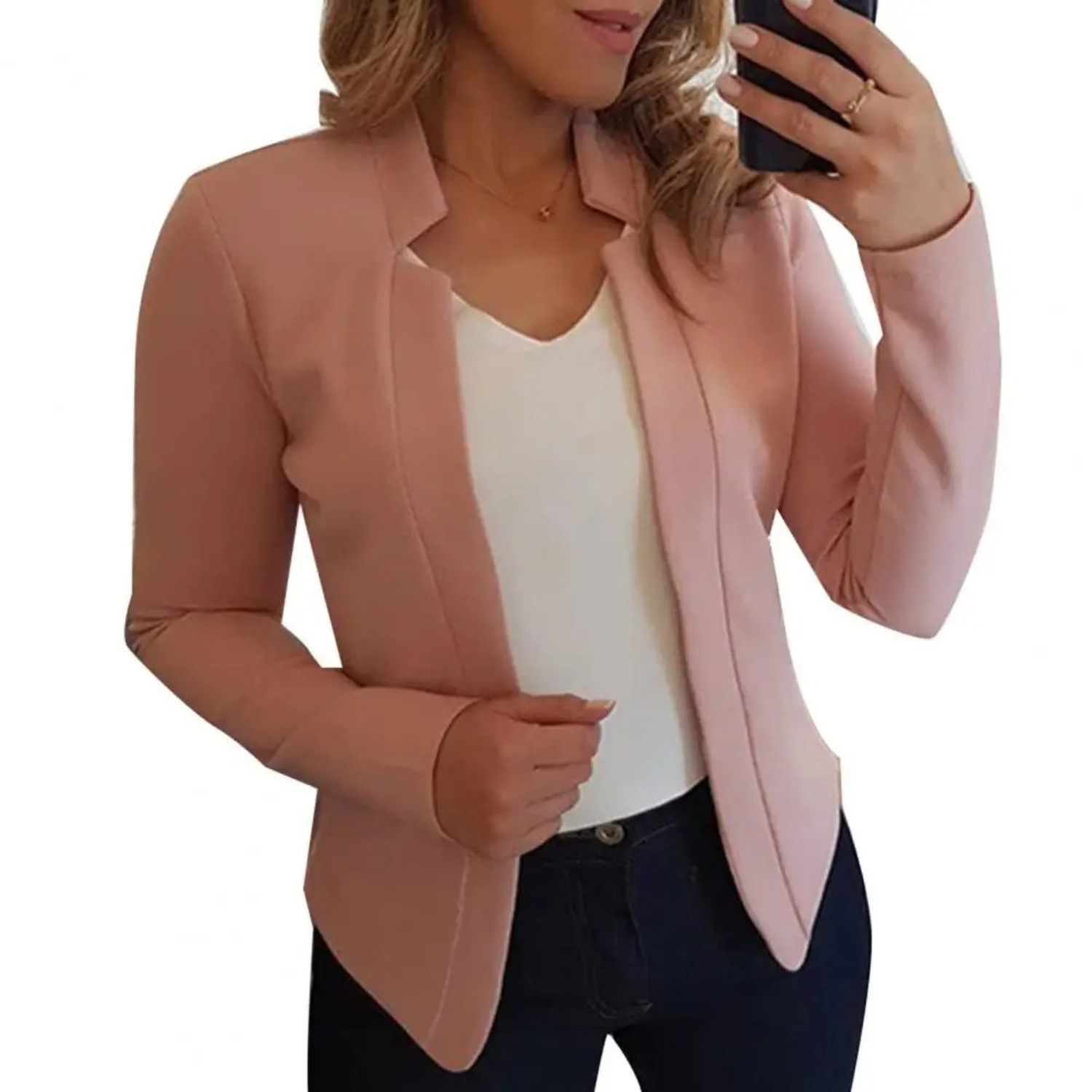 Women's Blazer – Formal Open Cardigan with Front Button Closure-Myra Lina