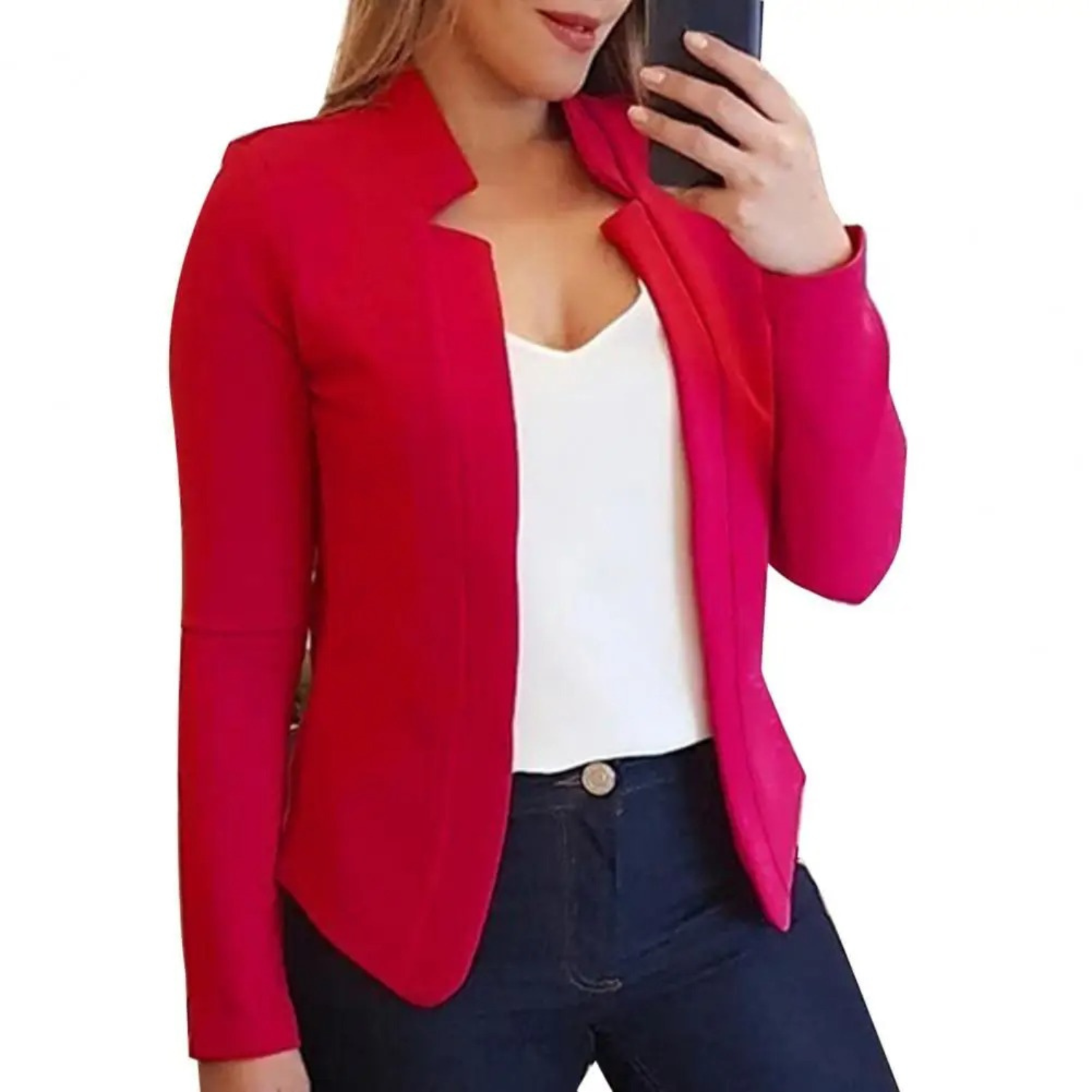 Women's Blazer – Formal Open Cardigan with Front Button Closure-Myra Lina