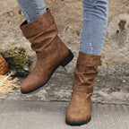 Women's Boots | Buckle | Vintage | Mid-Calf Boots | Slouchy Boots-Myra Lina