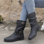 Women's Boots | Buckle | Vintage | Mid-Calf Boots | Slouchy Boots-Myra Lina