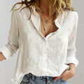 Women's Linen Shirt – Long Sleeve – Collar – Button-Up Linen Blouse for Women-Myra Lina