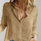 Women's Linen Shirt – Long Sleeve – Collar – Button-Up Linen Blouse for Women-Myra Lina