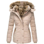 Womens Puffer Jacket | Faux Fur Hood Winter Coat-Myra Lina