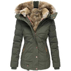 Womens Puffer Jacket | Faux Fur Hood Winter Coat-Myra Lina
