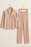 Women's Pyjamas – Striped – Long Sleeve – Satin Pyjamas – Pyjama Set-Myra Lina