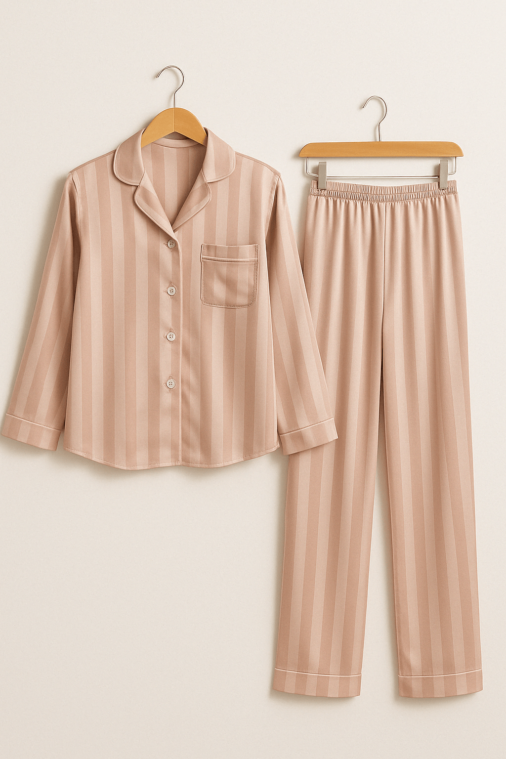 Women's Pyjamas – Striped – Long Sleeve – Satin Pyjamas – Pyjama Set-Myra Lina