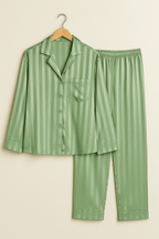 Women's Pyjamas – Striped – Long Sleeve – Satin Pyjamas – Pyjama Set-Myra Lina