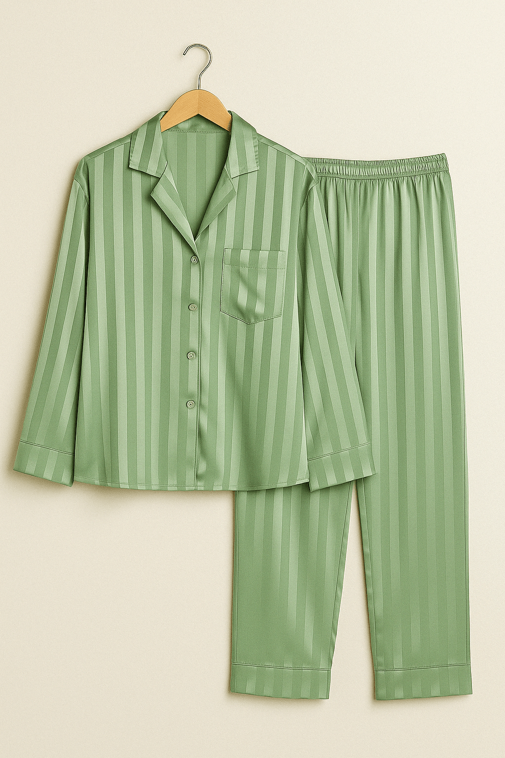 Women's Pyjamas – Striped – Long Sleeve – Satin Pyjamas – Pyjama Set-Myra Lina