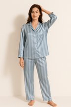 Women's Pyjamas – Striped – Long Sleeve – Satin Pyjamas – Pyjama Set-Myra Lina