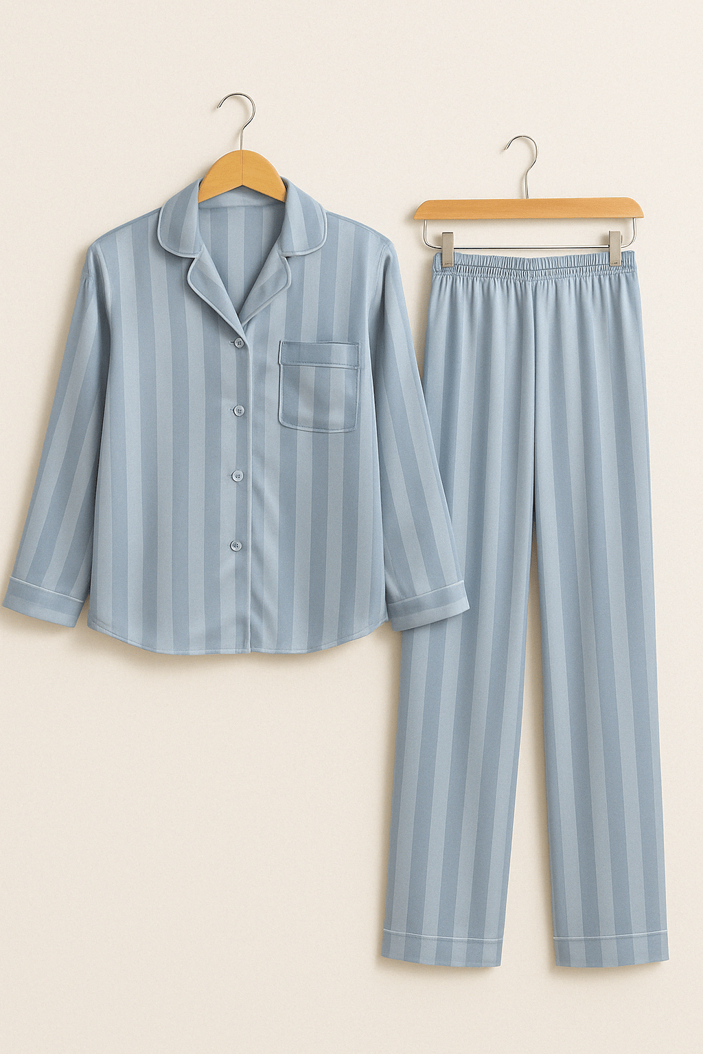 Women's Pyjamas – Striped – Long Sleeve – Satin Pyjamas – Pyjama Set-Myra Lina