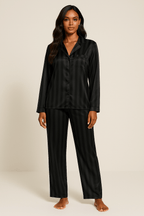 Women's Pyjamas – Striped – Long Sleeve – Satin Pyjamas – Pyjama Set-Myra Lina