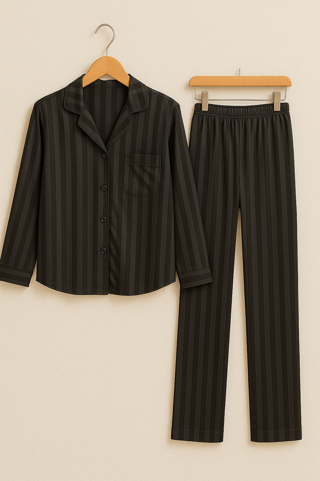 Women's Pyjamas – Striped – Long Sleeve – Satin Pyjamas – Pyjama Set-Myra Lina