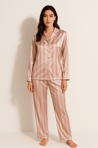 Women's Pyjamas – Striped – Long Sleeve – Satin Pyjamas – Pyjama Set-Myra Lina