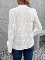 Women's Shirt – Embroidered – Long Sleeve – White Shirt – Button-Up Blouse-Myra Lina